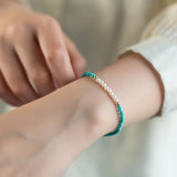 Turquoise & Pearl Single-Strand Bracelet — Chinese Wenwan Style, Daily Wear - Universal FitTibet Art