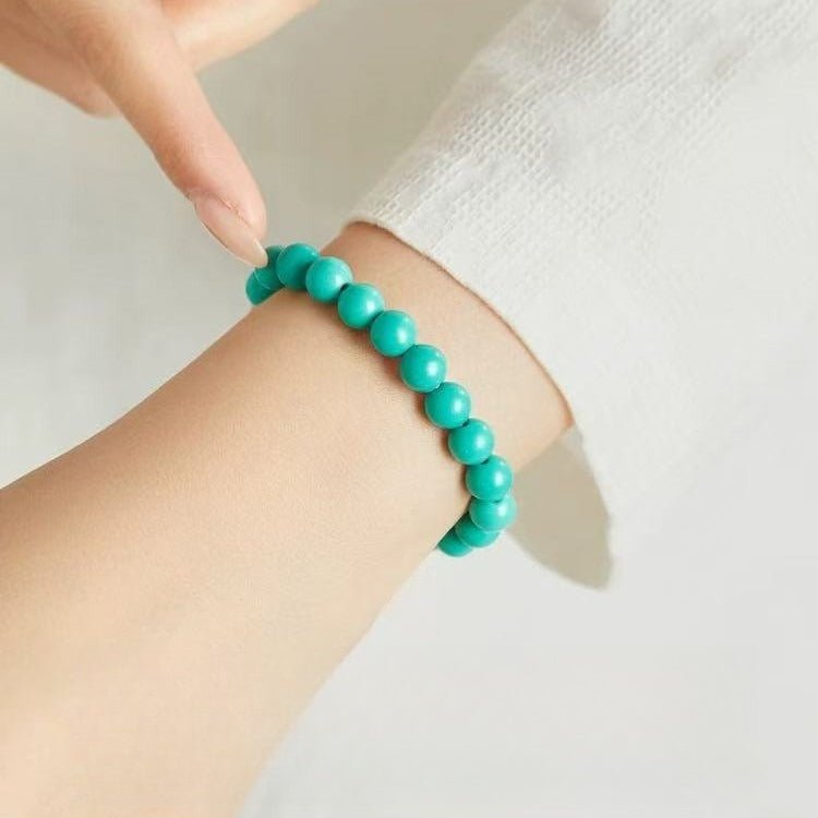 Turquoise Round Bead Bracelet - Clean Color, Easy Stack - 6mmTibet Art