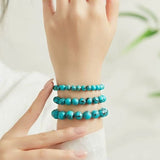 Turquoise Round Bead Bracelet - Clean Color, Easy Stack - Plain Style 10mmTibet Art