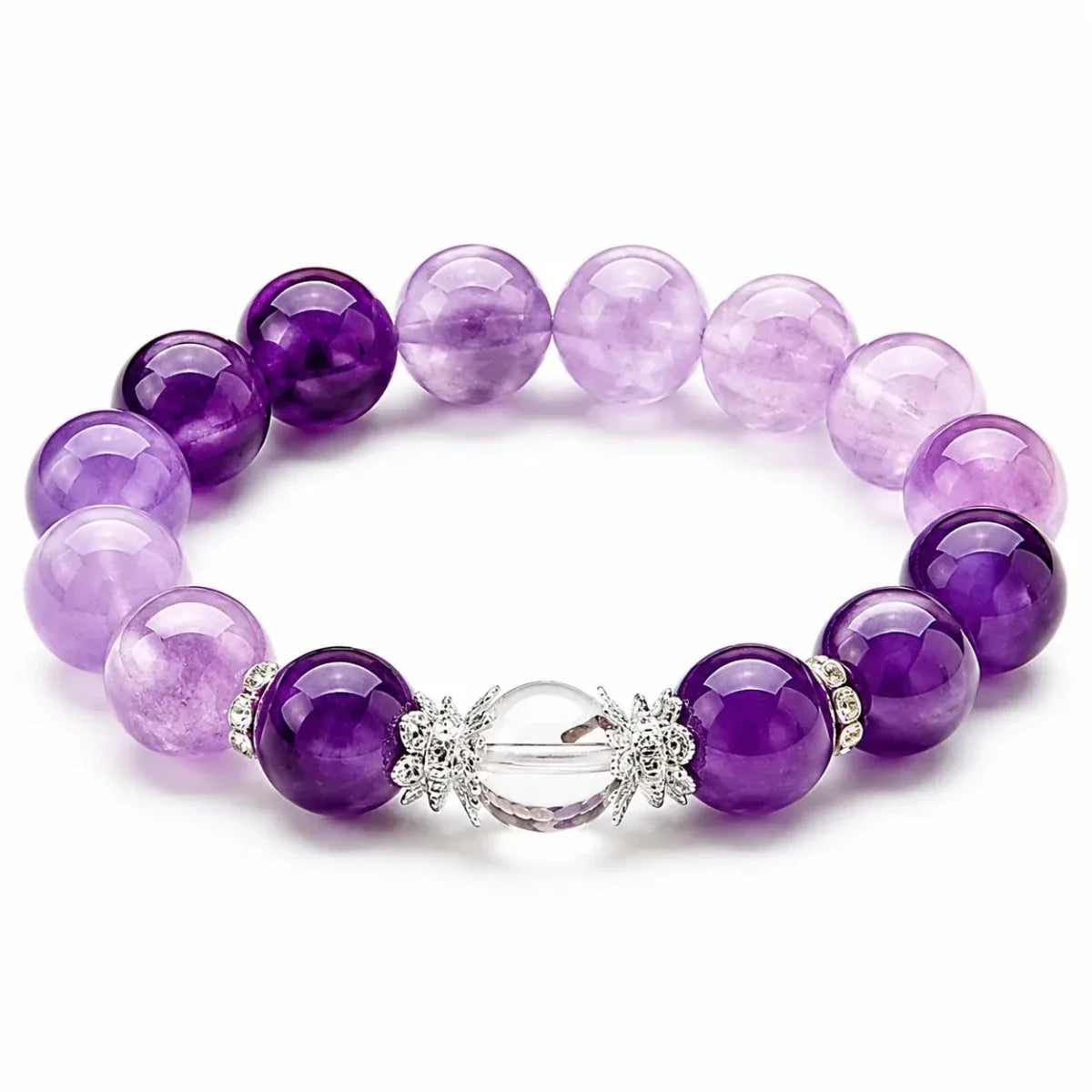 Uruguayan Amethyst Bracelet — Deep Violet Natural Stone Bead Tibet Art