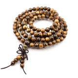 Multi-Wood 108-Bead Mala Bracelet — Natural Wood Prayer Beads for Daily Wear & Meditation - Green Sandalwood (Straight Grain) 6mmTibet Art