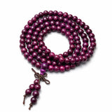 Multi-Wood 108-Bead Mala Bracelet — Natural Wood Prayer Beads for Daily Wear & Meditation - Violet Sandalwood 6mmTibet Art
