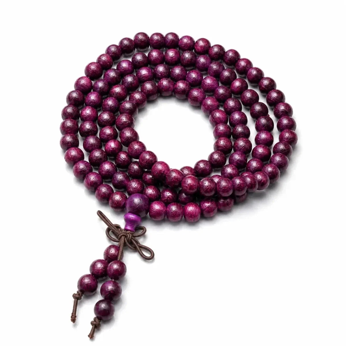 Multi-Wood 108-Bead Mala Bracelet — Natural Wood Prayer Beads for Daily Wear & Meditation - Violet Sandalwood 6mmTibet Art