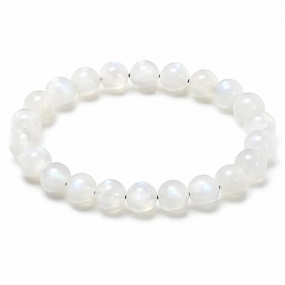 Natural White Moonstone Bead Bracelet — Classic Round Stone for Intuit Tibet Art