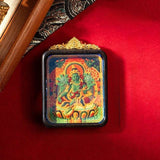 Tibetan Tsa-Tsa Thangka Pendant — Hand-Painted Deity Box Necklace Tibet Art