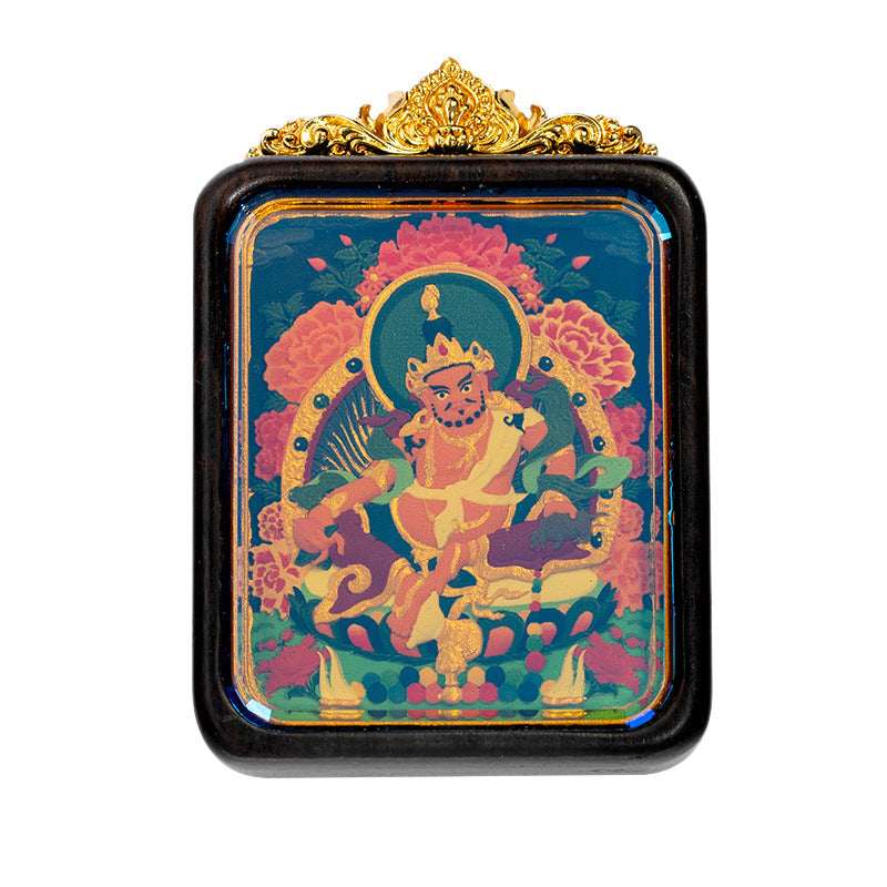 Tibetan Tsa-Tsa Thangka Pendant — Hand-Painted Deity Box Necklace Tibet Art