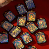 Tibetan Tsa-Tsa Thangka Pendant — Hand-Painted Deity Box Necklace Tibet Art