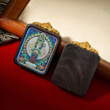 Tibetan Tsa-Tsa Thangka Pendant — Hand-Painted Deity Box Necklace Tibet Art