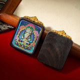 Tibetan Tsa-Tsa Thangka Pendant — Hand-Painted Deity Box Necklace Tibet Art