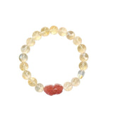 Yellow Citrine Pixiu Bracelet Collection — Natural Asai Crystal Charms For Wealth & Protection - 10mm Guardian Lion (Light Tone)Tibet Art