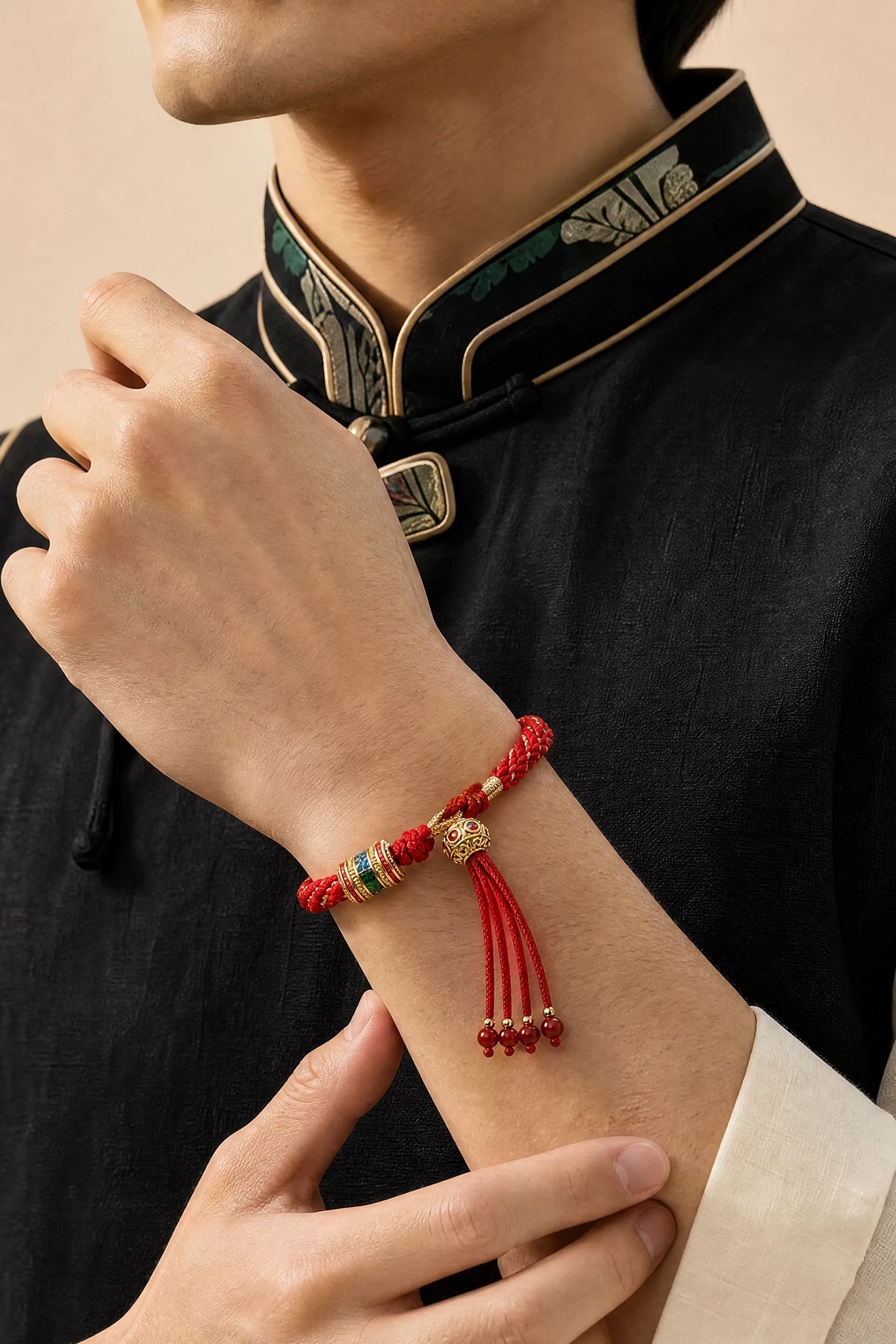 tibetan-auspicious-braided-tassel-bracelet-model-a-outfit-a-fashion-01