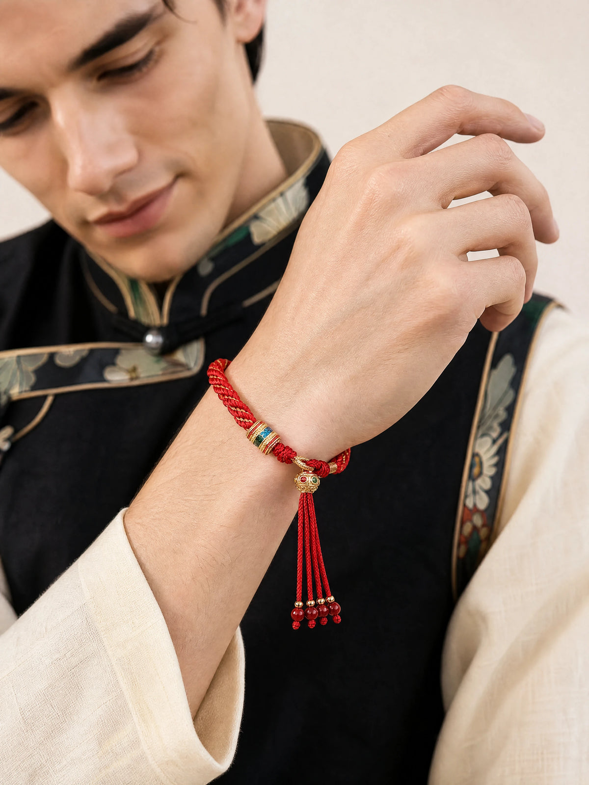 tibetan-auspicious-braided-tassel-bracelet-model-a-outfit-a-fashion-03