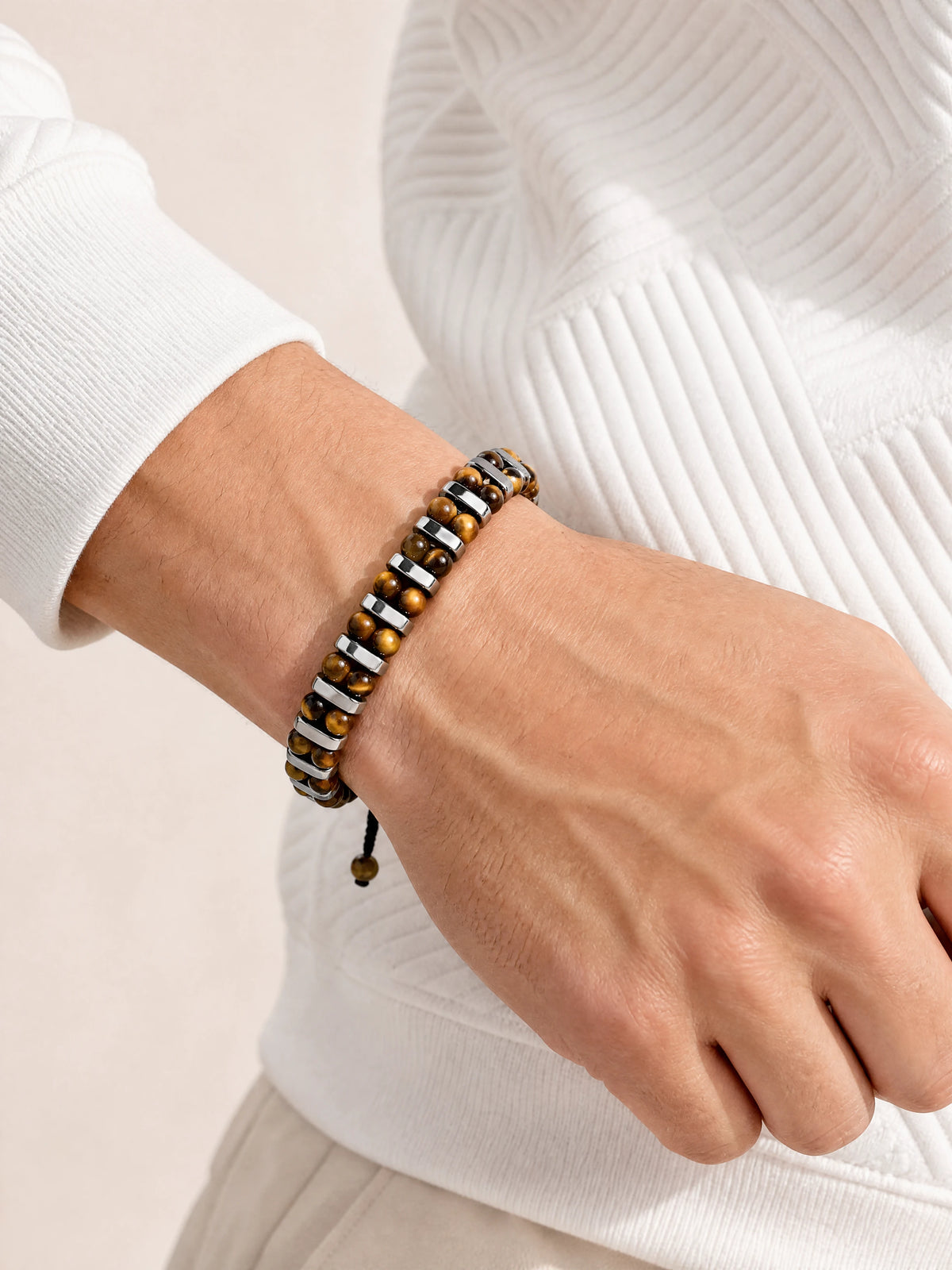 tiger-eye-double-row-woven-bracelet-model-a-outfit-a-closeup-01