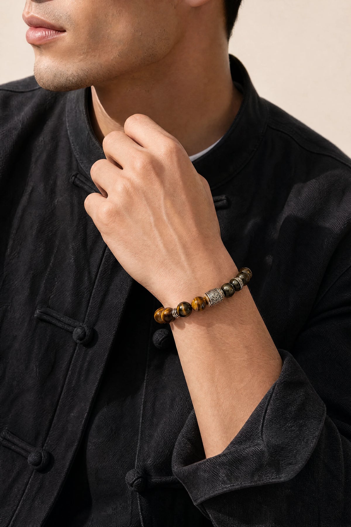 tiger-eye-sheen-obsidian-bracelet-model-a-outfit-a-fashion-03