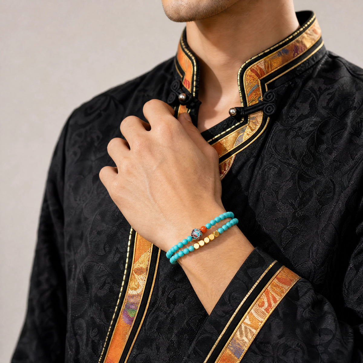 turquoise-4mm-double-wrap-bracelet-model-a-outfit-a-fashion-02