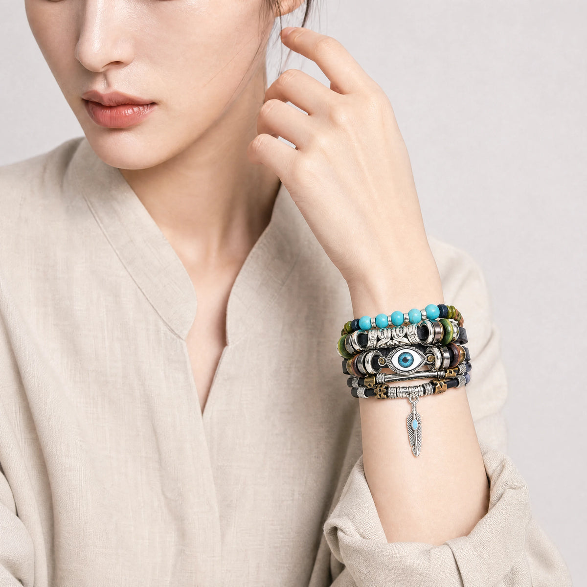 turquoise-evil-eye-leather-wrap-bracelet-model-b-outfit-b-fashion-03