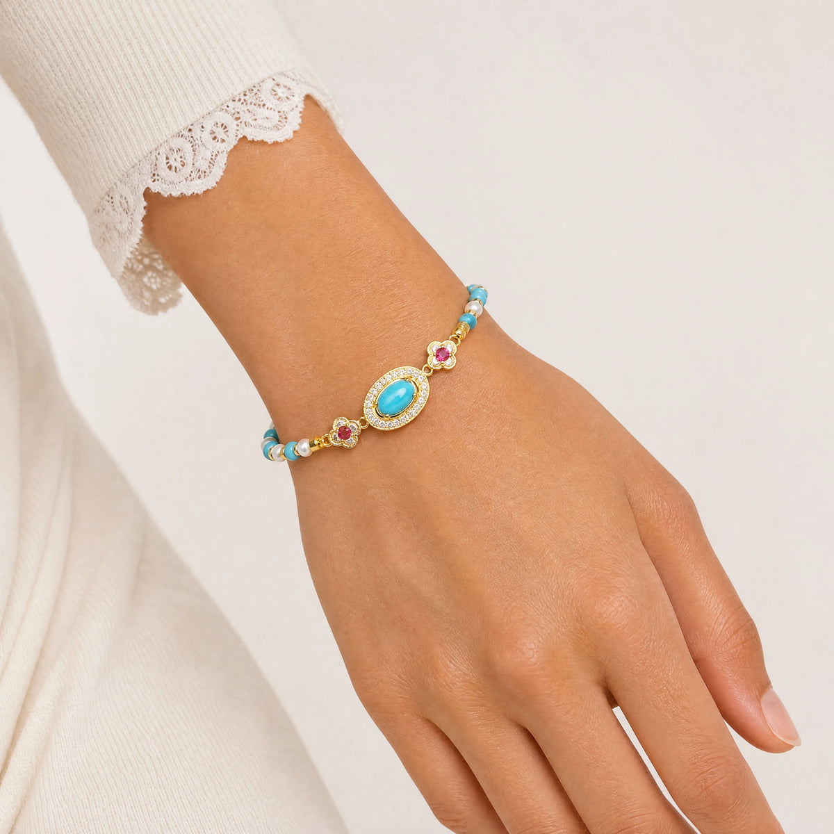 turquoise-pearl-color-stack-bracelet-model-a-outfit-a-fashion-03