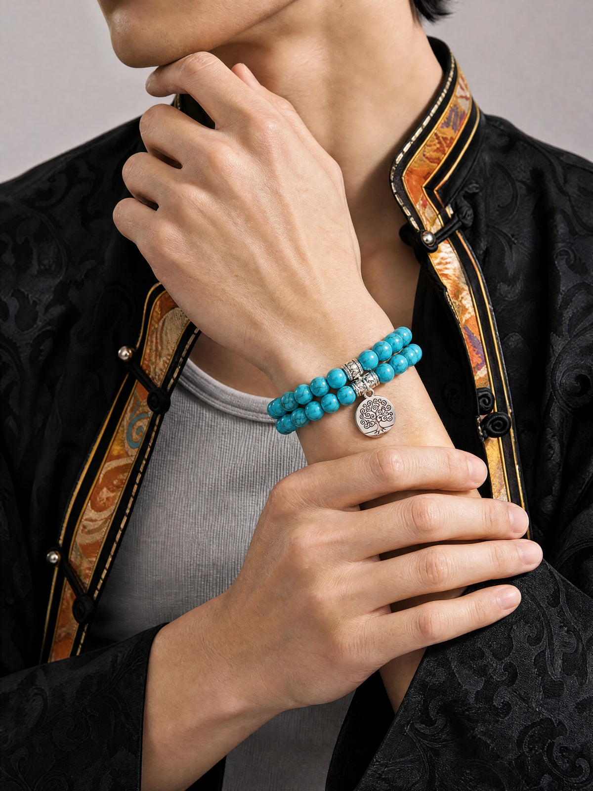turquoise-tree-of-life-bracelet-set-model-a-outfit-a-fashion-01