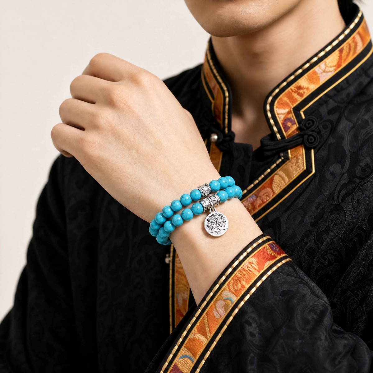 turquoise-tree-of-life-bracelet-set-model-a-outfit-a-fashion-02