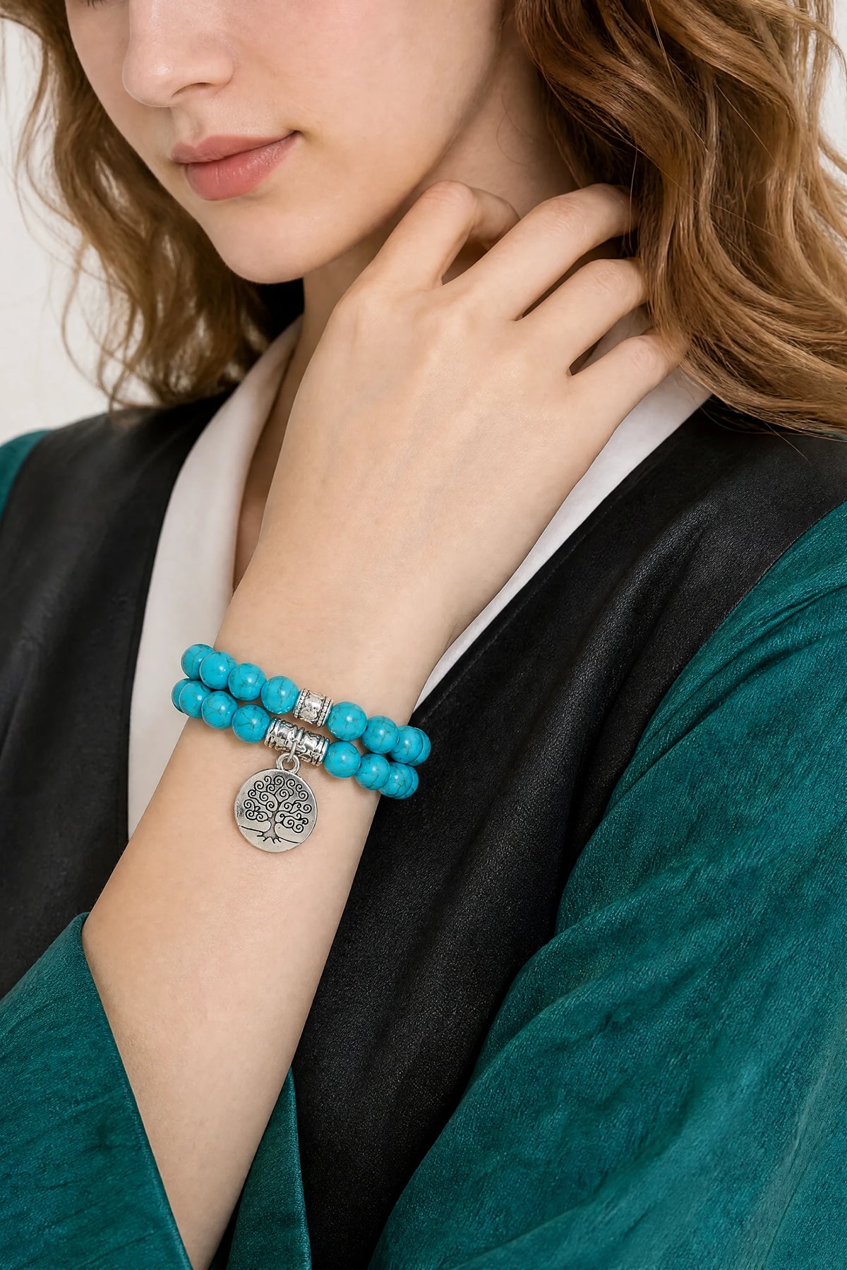 turquoise-tree-of-life-bracelet-set-model-b-outfit-b-fashion-03