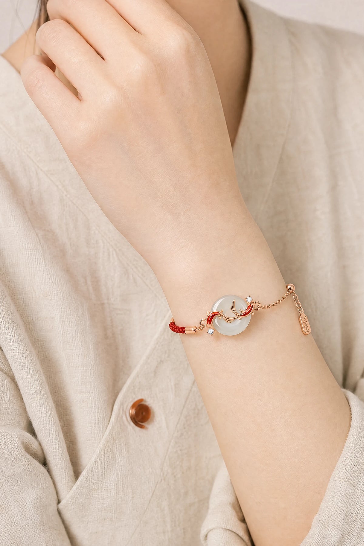 white-jade-koi-red-cord-bracelet-model-a-outfit-a-fashion-01
