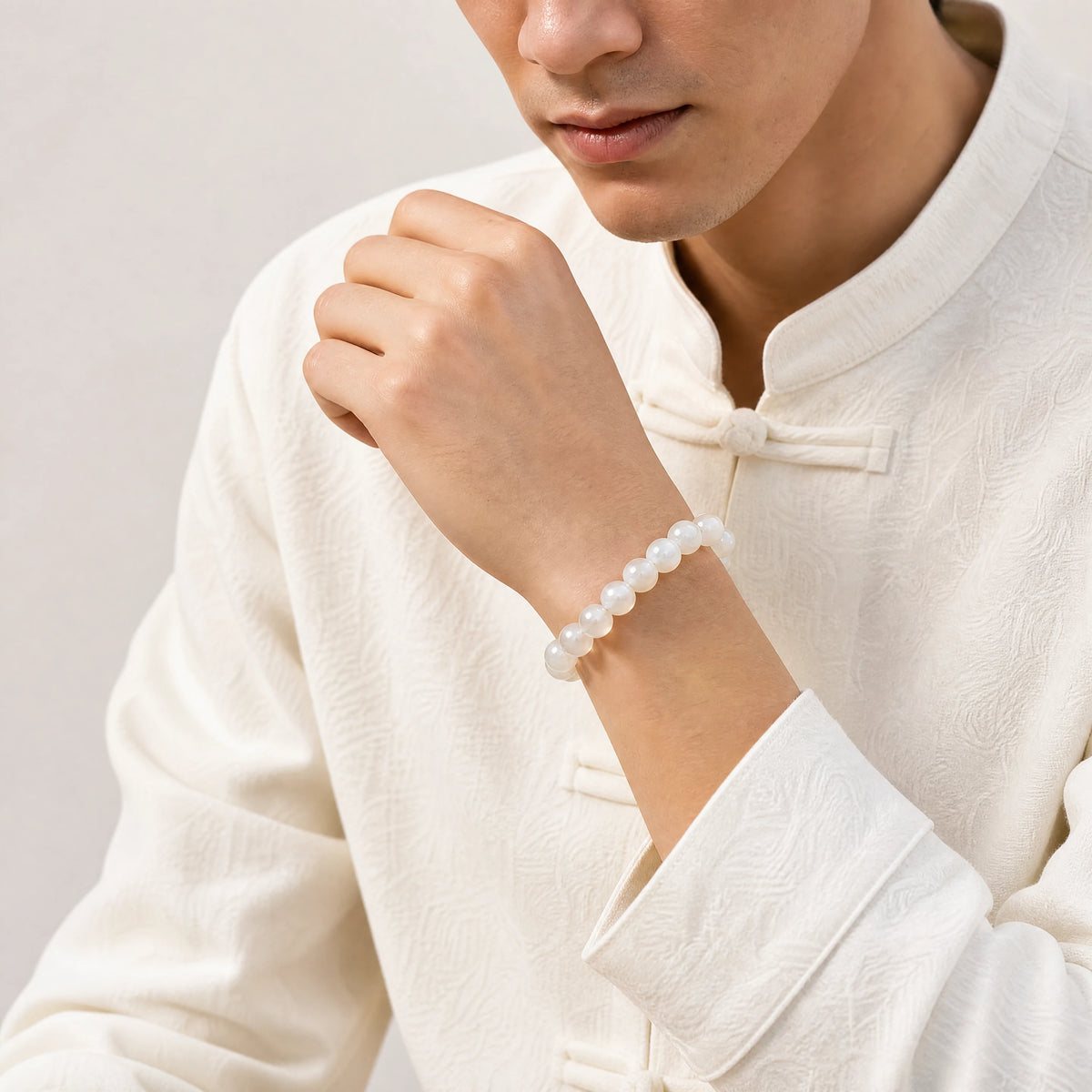 white-moonstone-round-bead-bracelet-model-a-outfit-a-fashion-02
