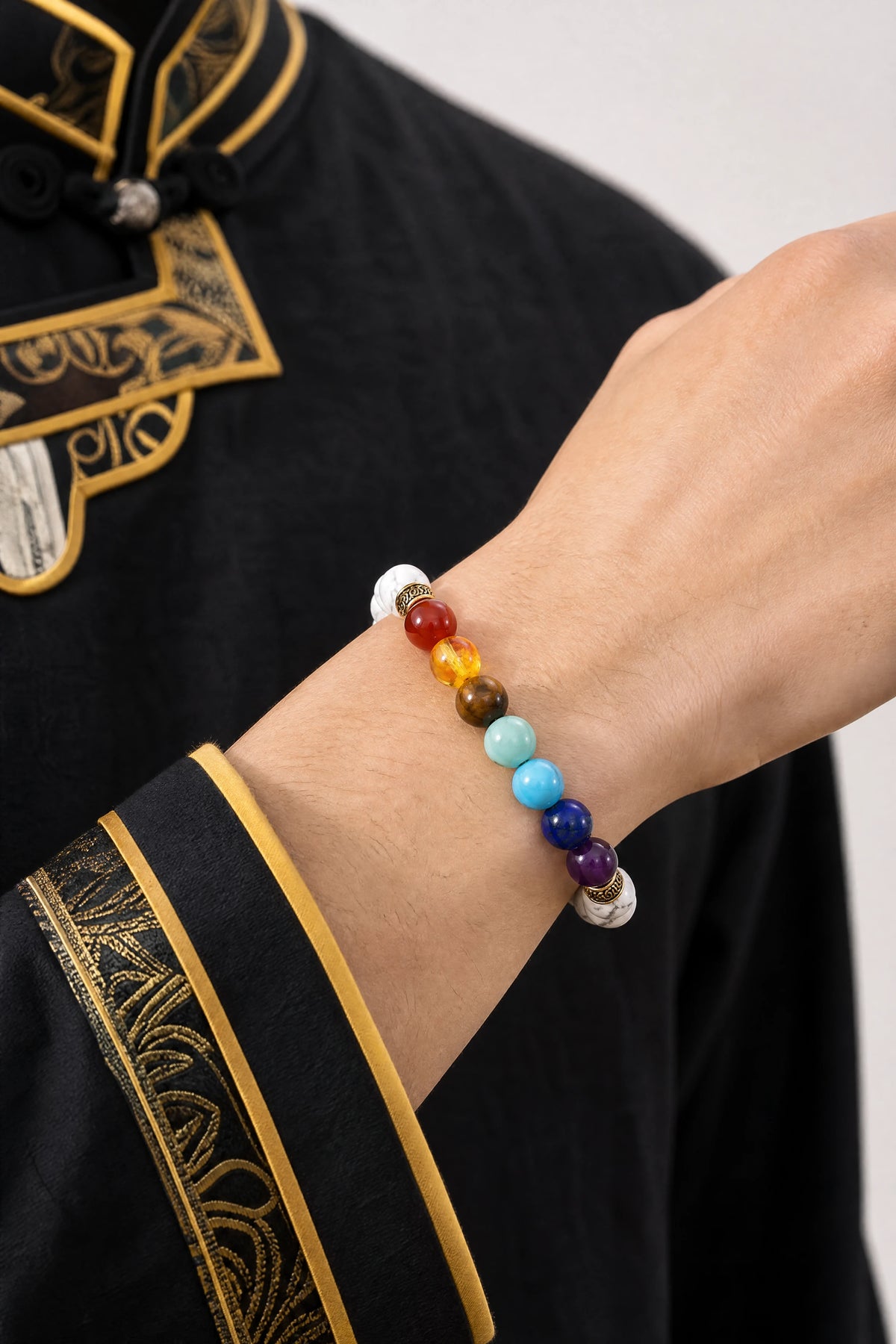 white-turquoise-seven-chakra-bracelet-model-a-outfit-a-closeup-01