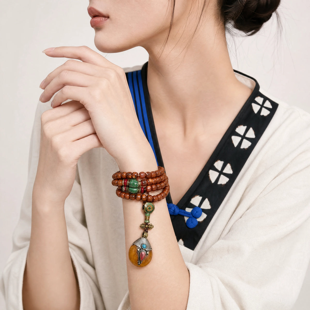 yak-bone-108-mala-nepali-style-pendant-model-b-outfit-b-fashion-02