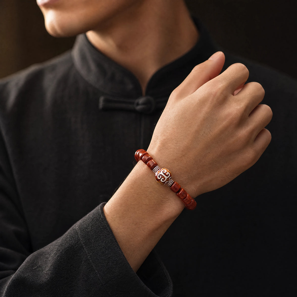 yak-bone-geometric-dzi-style-bracelet-model-b-outfit-b-fashion-01