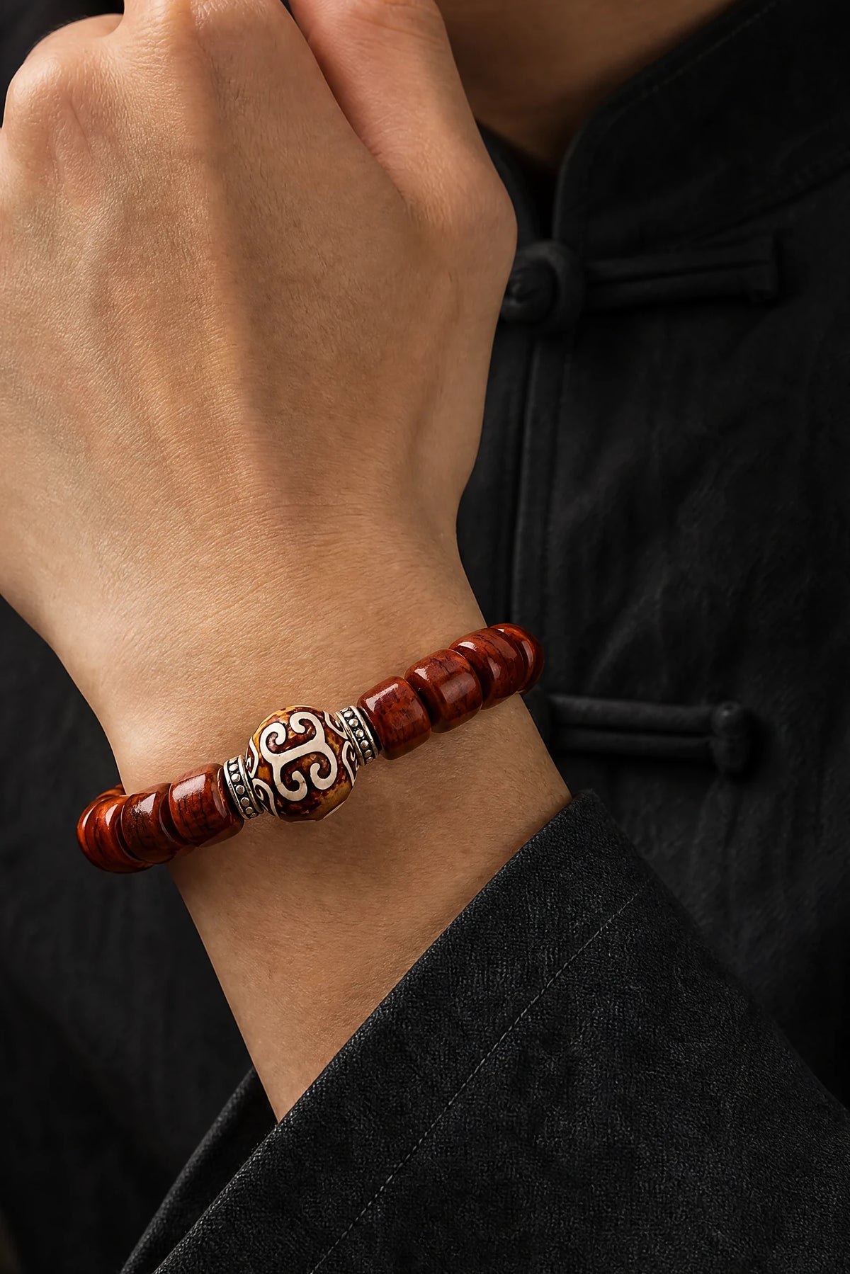 yak-bone-geometric-dzi-style-bracelet-model-b-outfit-b-fashion-02