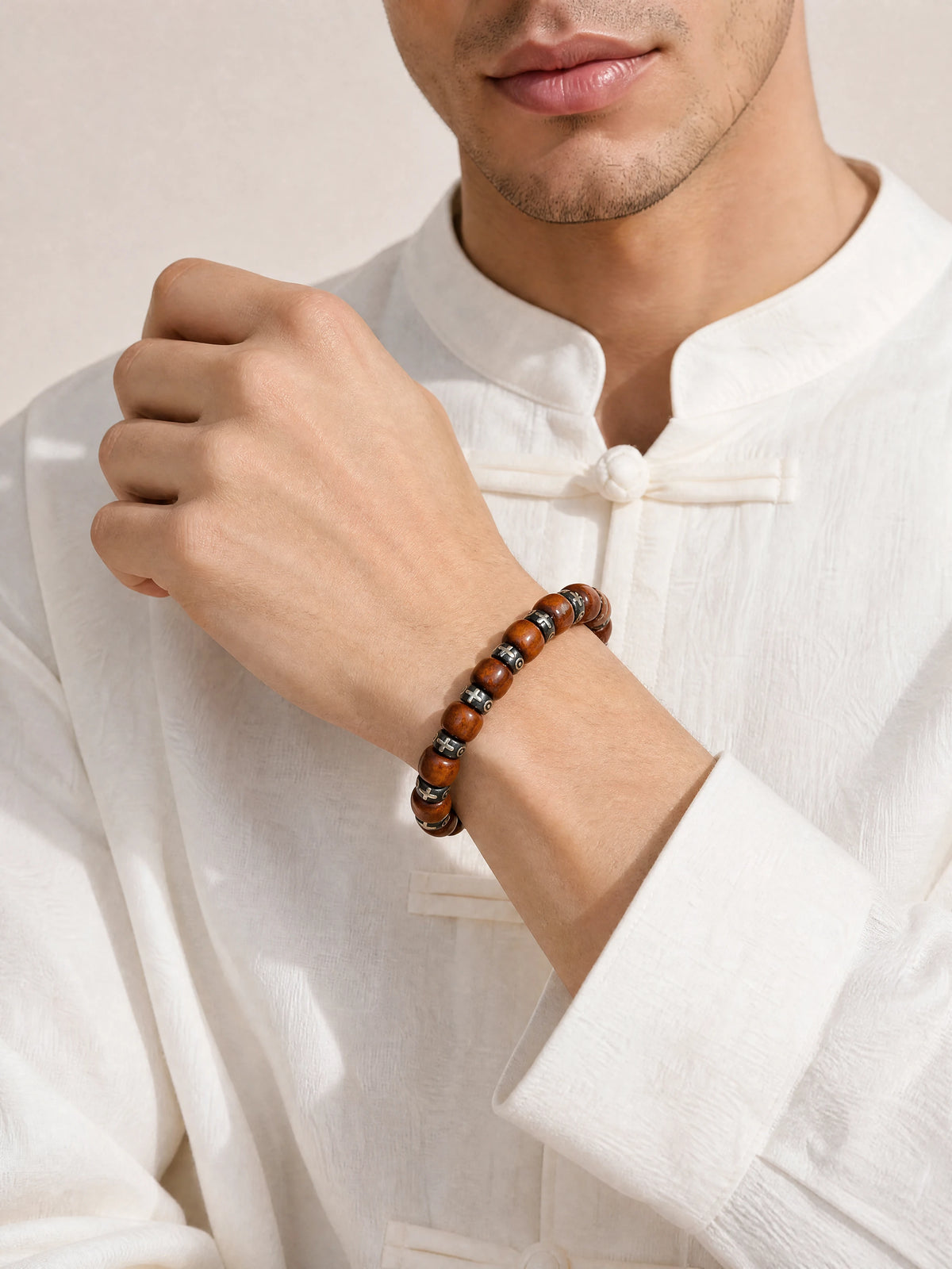 yak-bone-six-syllable-mantra-spacer-bracelet-model-a-outfit-a-fashion-03