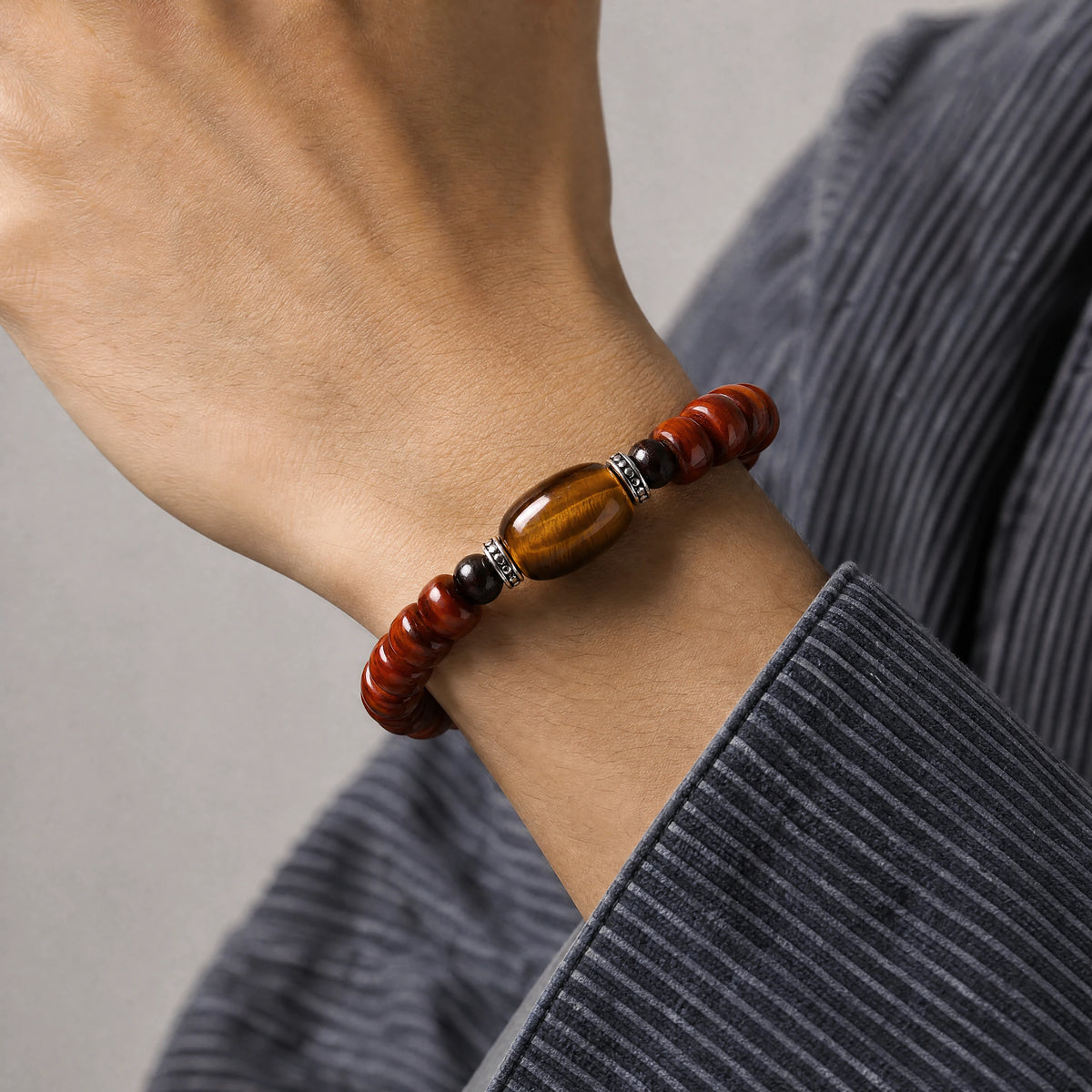 yak-bone-tiger-eye-bracelet-two-profiles-model-a-outfit-a-closeup-01