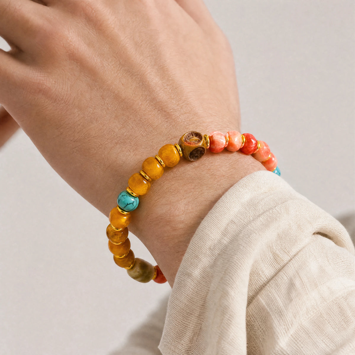 yak-bone-treasure-vase-dzi-bracelet-model-a-outfit-a-closeup-01