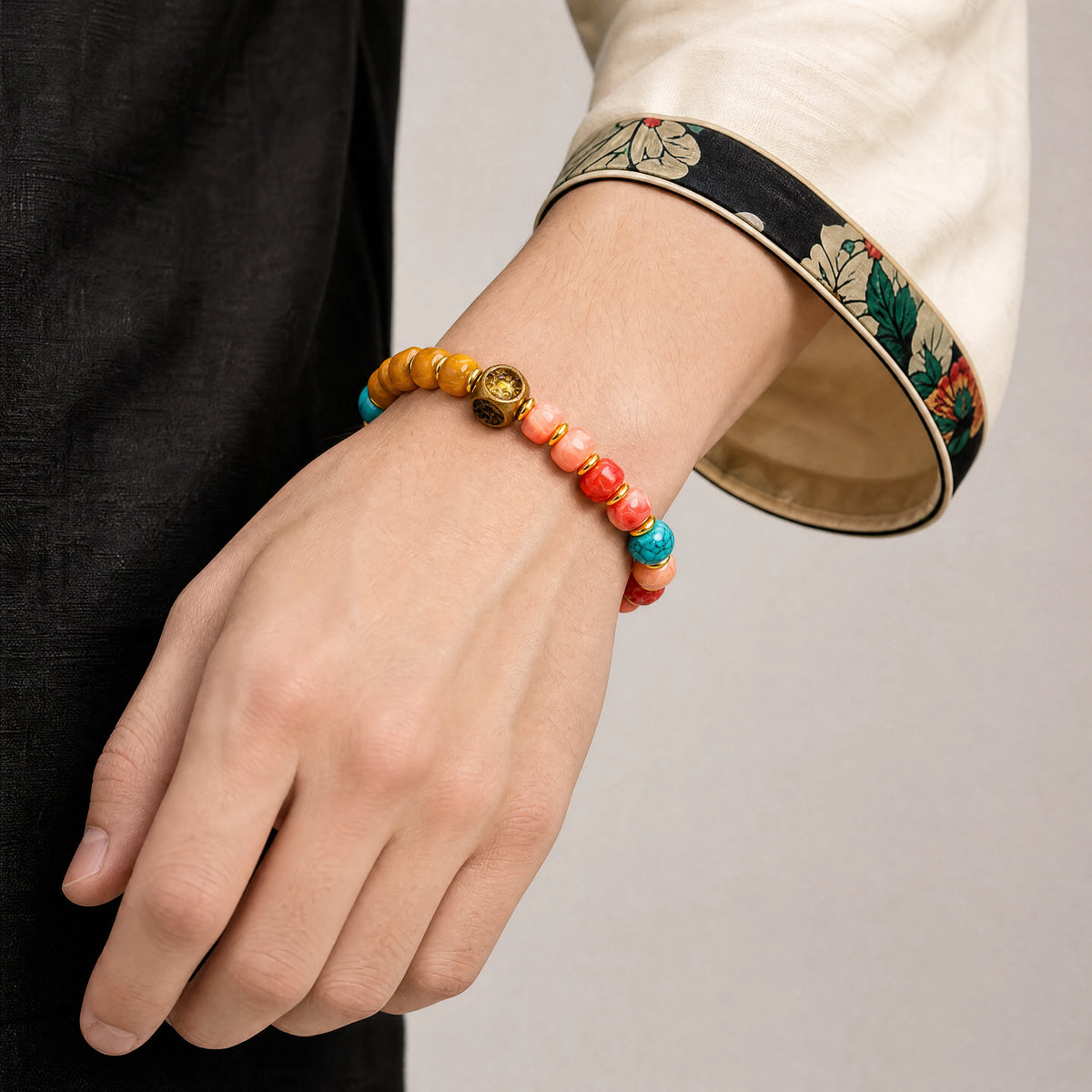 yak-bone-treasure-vase-dzi-bracelet-model-a-outfit-a-fashion-03