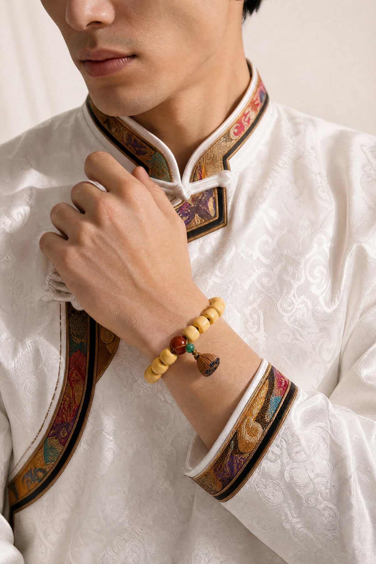 yellow-yak-bone-lotus-root-bracelet-model-a-outfit-a-fashion-03